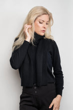 Load image into Gallery viewer, Slim Ribbed Cashmere Long Scarf - Black