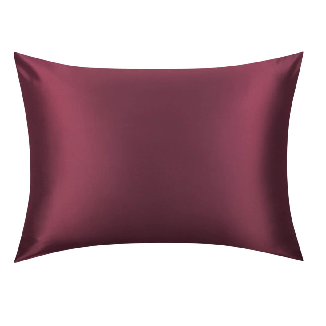Burgundy Silk Pillowcase - USA Standard Size - Zip Closure