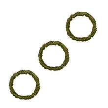 Load image into Gallery viewer, 3 Pack Premium Mini Mulberry Silk Scrunchies - Olive
