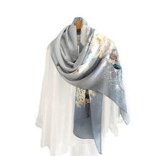 Load image into Gallery viewer, Misty Peony Pure Mulberry Silk Extra Large Long Scarf