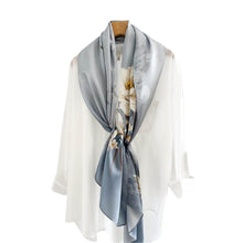 Load image into Gallery viewer, Misty Peony Pure Mulberry Silk Extra Large Long Scarf
