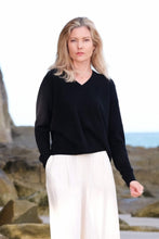 Load image into Gallery viewer, Everyday Luxe Cashmere V-Neck Sweater - Black