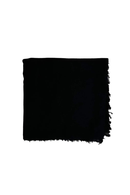 Black ultrafine cashmere scarf folded square, flat view – Love Cashmere NZ