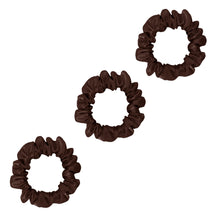Load image into Gallery viewer, 3 Pack Premium Small Mulberry Silk Scrunchies - Chocolate