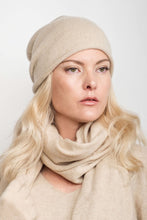 Load image into Gallery viewer, Cashmere Unisex Roll-Edge Beanie - Beige