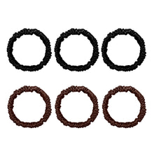 Load image into Gallery viewer, 6 Pack Premium Mini Mulberry Silk Scrunchies - Black & Chocolate