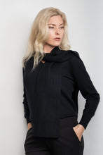 Load image into Gallery viewer, Slim Ribbed Cashmere Long Scarf - Black