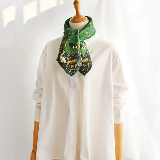Green Oasis Pure Mulberry Silk Scarf Bandana
