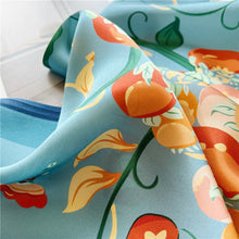 Load image into Gallery viewer, Citrus Bloom Pure Mulberry Silk Square Scarf Bandana