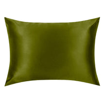 Load image into Gallery viewer, Olive Green Mulberry Silk Pillowcase – NZ Standard Size (Queen), Zip Closure