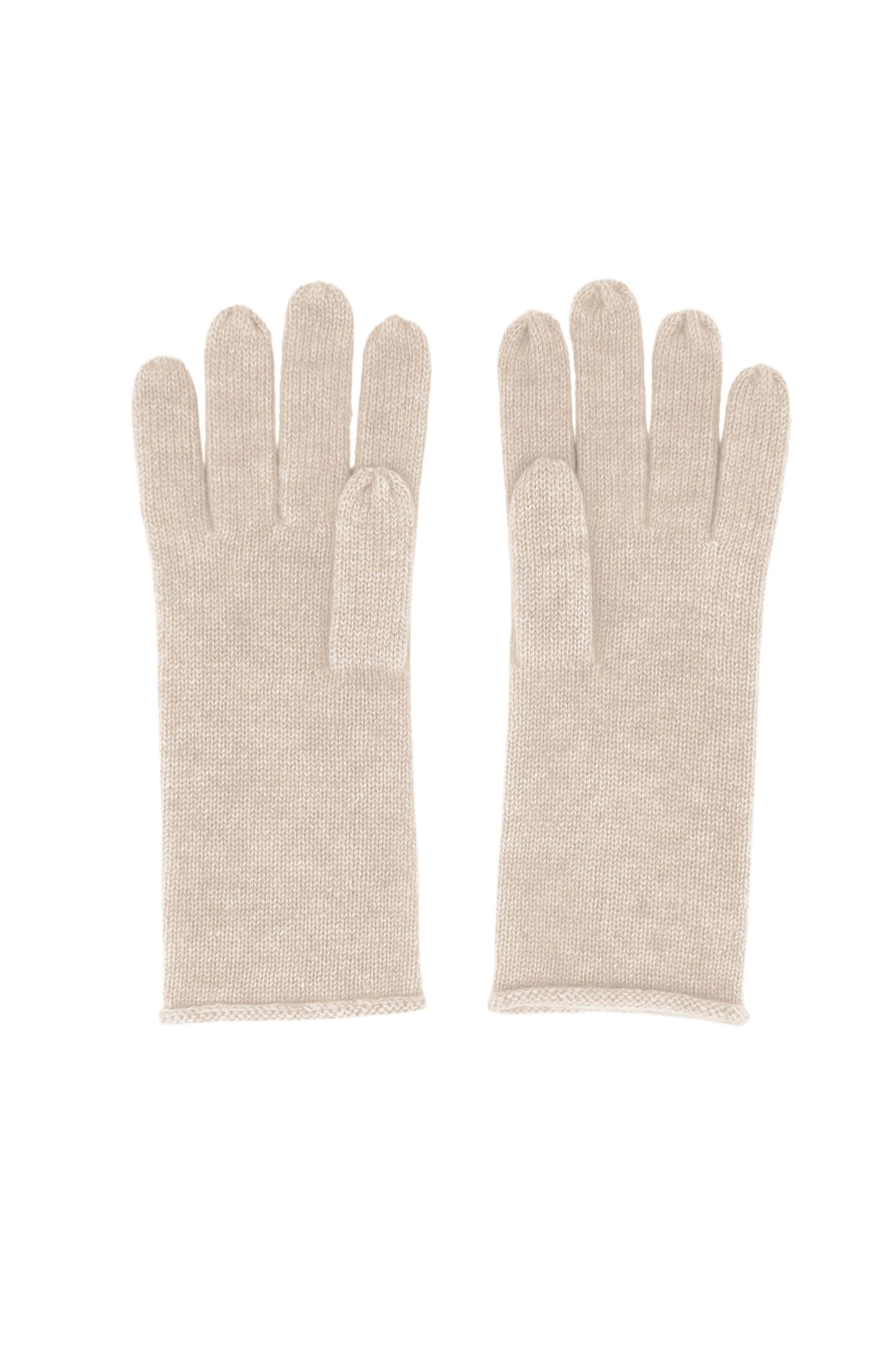 Beige pure cashmere fine knit gloves, back view – Love Cashmere NZ