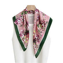 Load image into Gallery viewer, Sakura Reverie Pure Mulberry Silk Square Scarf Bandana
