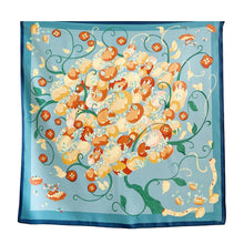 Load image into Gallery viewer, Citrus Bloom Pure Mulberry Silk Square Scarf Bandana