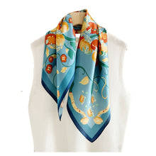 Load image into Gallery viewer, Citrus Bloom Pure Mulberry Silk Square Scarf Bandana