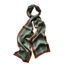 Load image into Gallery viewer, Verdant Blossom Pure Mulberry Silk Long Scarf Silk Twilly