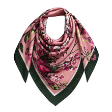 Load image into Gallery viewer, Sakura Reverie Pure Mulberry Silk Square Scarf Bandana