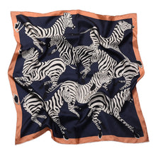 Load image into Gallery viewer, Luxe Zebra Print Pure Mulberry Silk Scarf Bandana
