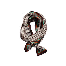 Load image into Gallery viewer, Houndstooth Elegance Pure Mulberry Silk Long Scarf Silk Twilly