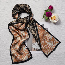 Load image into Gallery viewer, Botanical Vein Silk Twilly Pure Mulberry Silk Long Scarf