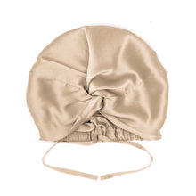 Load image into Gallery viewer, Champagne Mulberry Silk Hair Bonnet – Double-Lined, Adjustable Fit