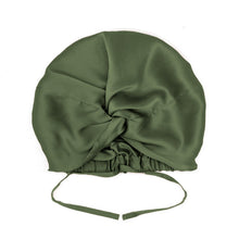 Load image into Gallery viewer, Viridian Silver Mulberry Silk Hair Bonnet – Double-Lined, Adjustable Fit