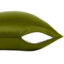 Load image into Gallery viewer, Olive Green Mulberry Silk Pillowcase – NZ Standard Size (Queen), Zip Closure