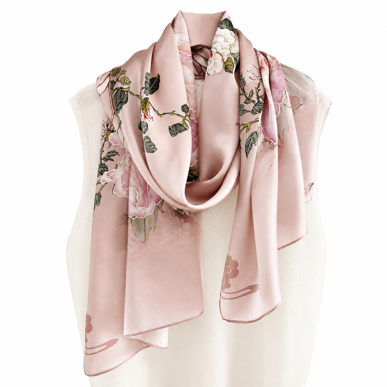 Antique Rose Pure Mulberry Silk Extra Large Long Scarf