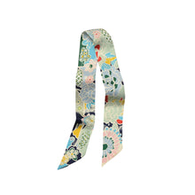Load image into Gallery viewer, Floral Silk Twilly Scarf Pure Mulberry Silk Skinny Scarf