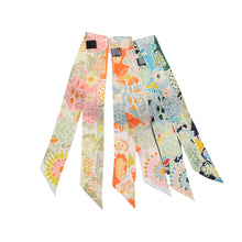 Load image into Gallery viewer, Floral Silk Twilly Scarf Pure Mulberry Silk Skinny Scarf