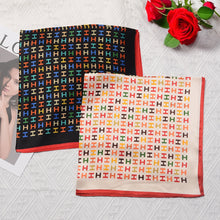 Load image into Gallery viewer, Multicolor H Letter Pure Mulberry Silk Scarf Bandana

