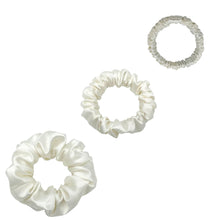 Load image into Gallery viewer, Silk Scrunchies Set - White - Mini, Small, Medium - Lovesilk.co.nz
