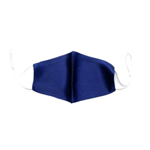 Load image into Gallery viewer, Reusable Silk 3D Face Covering Mask- Double Layer - Adjustable Ear Loops - Navy Blue - Standard Size - Lovesilk.co.nz
