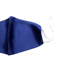 Load image into Gallery viewer, Reusable Silk 3D Face Covering Mask- Double Layer - Adjustable Ear Loops - Navy Blue - Standard Size - Lovesilk.co.nz
