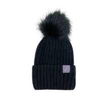 Load image into Gallery viewer, Mulberry Silk-Lined Classic Ribbed Beanie Hat – Cashmere Blend with Removable Pom Pom - Grey