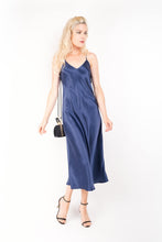 Load image into Gallery viewer, Vintage-Inspired Silk Slip Dress - Blue - Lovesilk.co.nz
