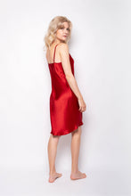 Load image into Gallery viewer, 100% Mulberry Silk Nightgown Spaghetti Strap Chemise Nightdress Everyday Slip - Red - Lovesilk.co.nz