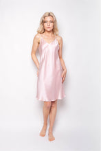 Load image into Gallery viewer, 100% Mulberry Silk Nightgown Spaghetti Strap Chemise Nightdress Everyday Slip - Sweet Pink - Lovesilk.co.nz
