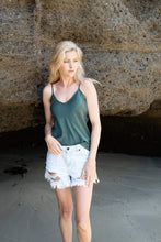 Load image into Gallery viewer, 100% Mulberry Silk Camisole - Urban Green - Lovesilk.co.nz