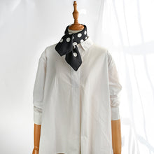 Load image into Gallery viewer, The Black Retro Dots - Twill Mulberry Silk Bandana - Lovesilk.co.nz