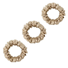 Load image into Gallery viewer, 3 Pack Premium Mulberry Silk Scrunchies - Champagne Gold - Small - Lovesilk.co.nz
