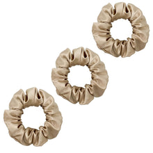 Load image into Gallery viewer, 3 Pack Premium Mulberry Silk Scrunchies - Champagne Gold - Medium - Lovesilk.co.nz
