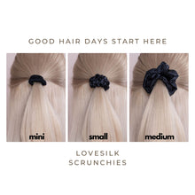 Load image into Gallery viewer, 3 Pack Premium Mulberry Silk Scrunchies - Grey - Mini - Lovesilk.co.nz