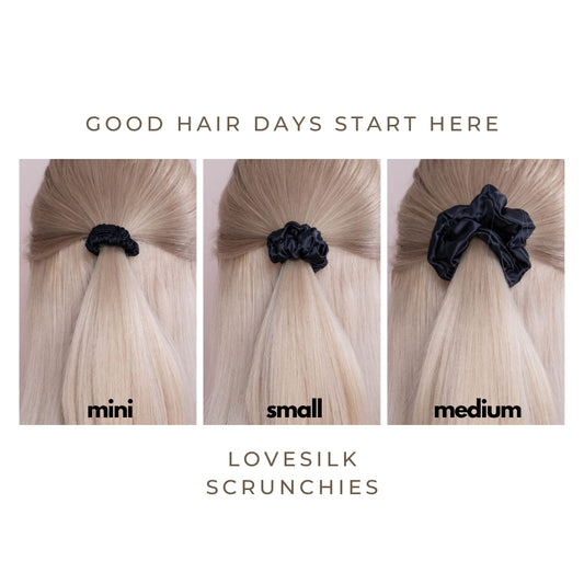 3 Pack Premium Mulberry Silk Scrunchies - Champagne Gold - Small - Lovesilk.co.nz
