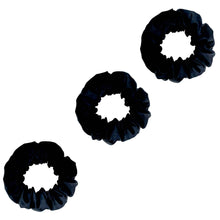 Load image into Gallery viewer, 3 Pack Premium Mulberry Silk Scrunchies - Black - Medium - Lovesilk.co.nz