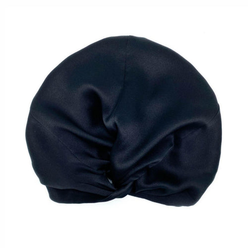 Silk Sleep Cap for Women Hair Care Natural Silk Double Layer Bonnet - Black - One Size Fits Most - Lovesilk.co.nz