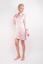 Load image into Gallery viewer, Women Classical Lightweight Mulberry Silk Sleep Shirt Loungewear Sleep Dress  - Pink

