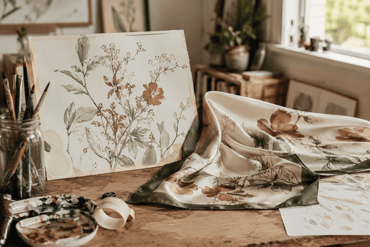 Artist turning artwork into custom silk scarves