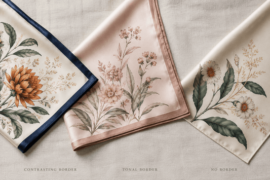 Custom silk scarf border and hem colour guide