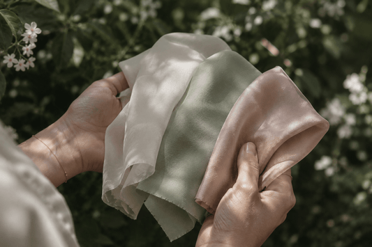 Silk swatches showing momme weight