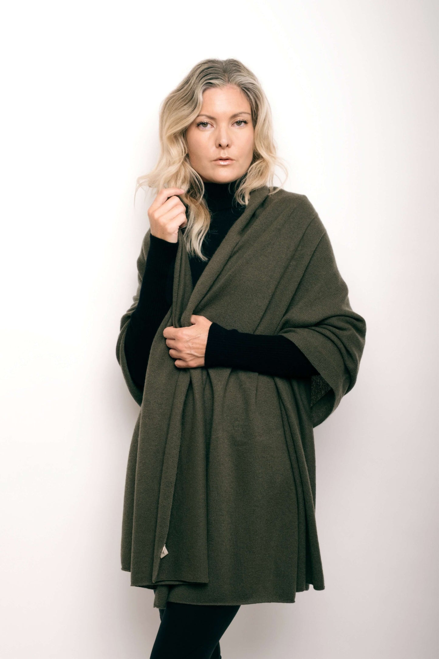 Versatile Pure Cashmere Wrap & Scarf - Olive